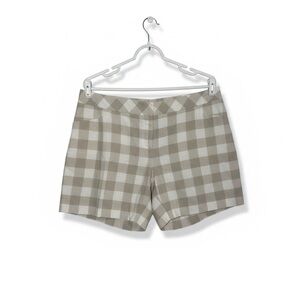 NWT ANTONIO MELANI Taupe and Cream Plaid City Shorts SZ 14